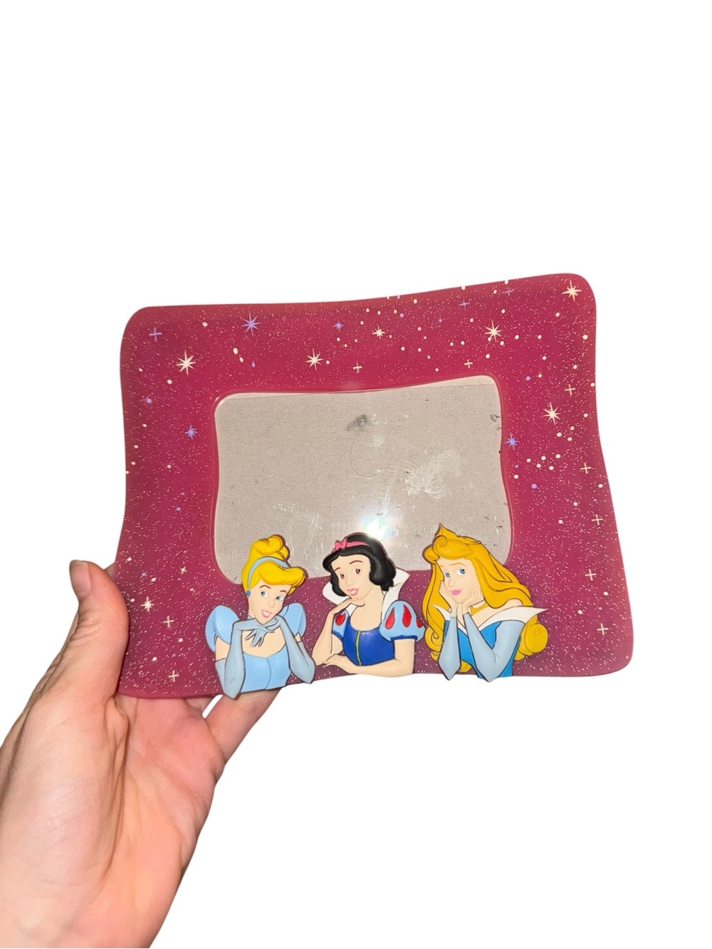 Vintage sparkly pink pvc Disney princess frame